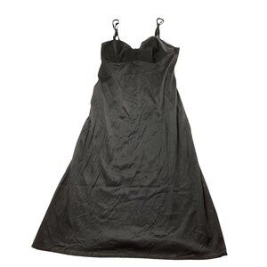 Vanity Fair: Black Satin Slip Dress, Spaghetti Straps, Size 32 TT